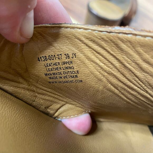 VAGABOND Brown Leather Cross Strap Block Heel Slide Sandals Size 9 - Picture 7 of 10